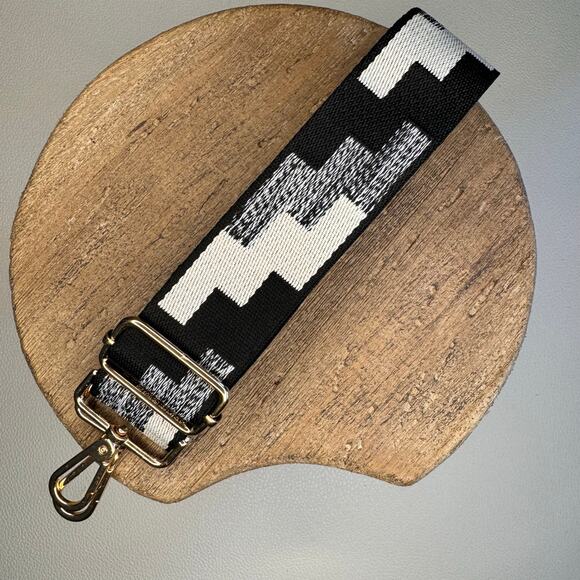 Wide Gray Black Neutral Purse Strap Adjustable Crossbody Guitar Strap FAST SHIP - Picture 2 of 4